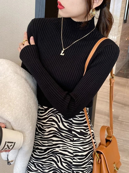 Womens Elegant Basic Turtleneck Knit Sweater