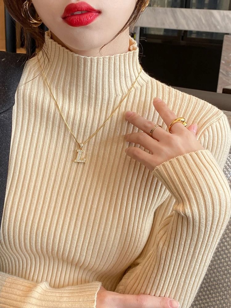 Womens Elegant Basic Turtleneck Knit Sweater