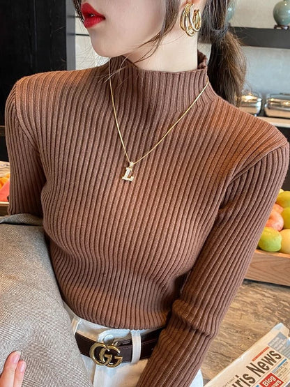 Womens Elegant Basic Turtleneck Knit Sweater
