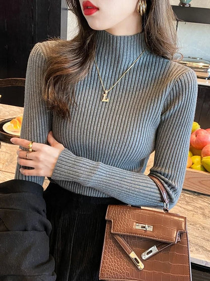 Womens Elegant Basic Turtleneck Knit Sweater