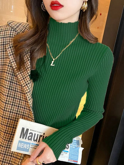Womens Elegant Basic Turtleneck Knit Sweater