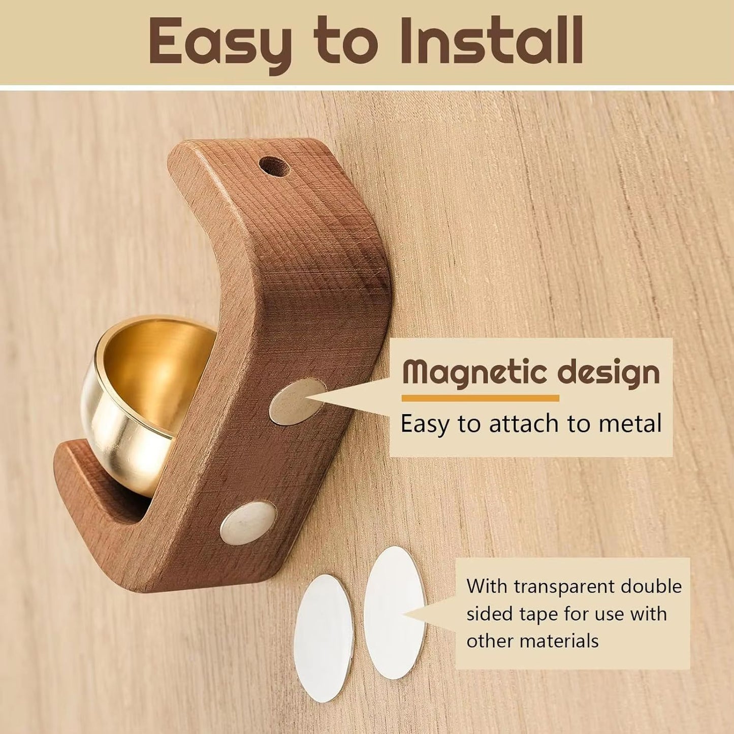 Magnetic Oak and Copper Indoor Doorbell Wind Chime