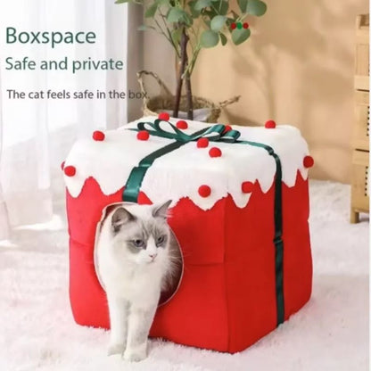 Christmas Cozy Pet Bed for Cats and Small Dogs