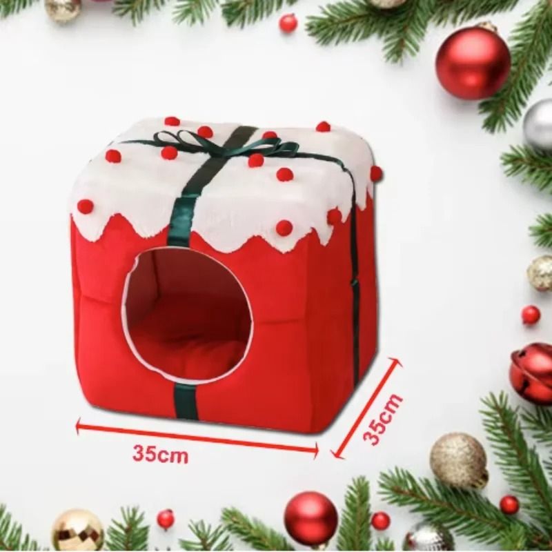 Christmas Cozy Pet Bed for Cats and Small Dogs