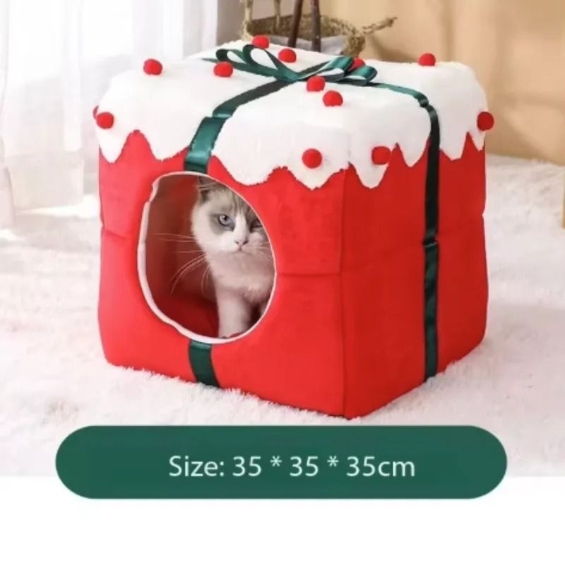 Christmas Cozy Pet Bed for Cats and Small Dogs