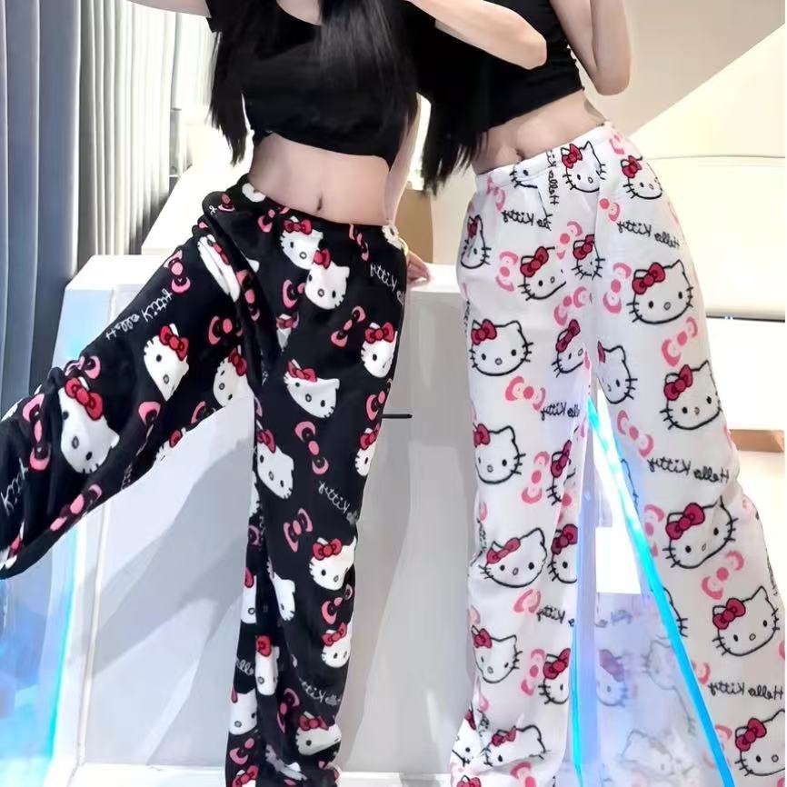 Sanrio Anime Womens Pajama Pants, Hello Kitty Pajamas Pants, Cartoon Fashion Home Sleepwear, Trousers Leisure Home Cloth