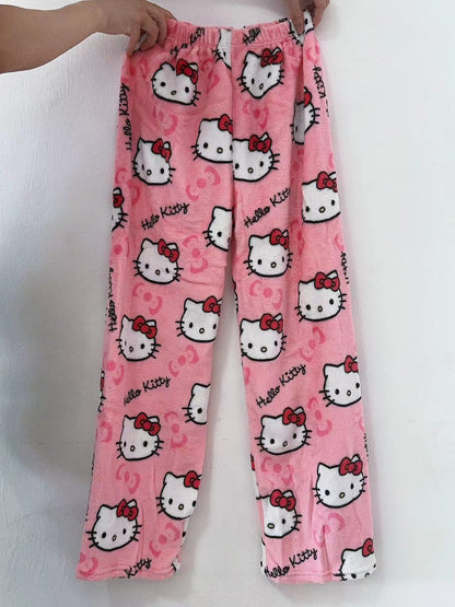 Sanrio Anime Womens Pajama Pants, Hello Kitty Pajamas Pants, Cartoon Fashion Home Sleepwear, Trousers Leisure Home Cloth