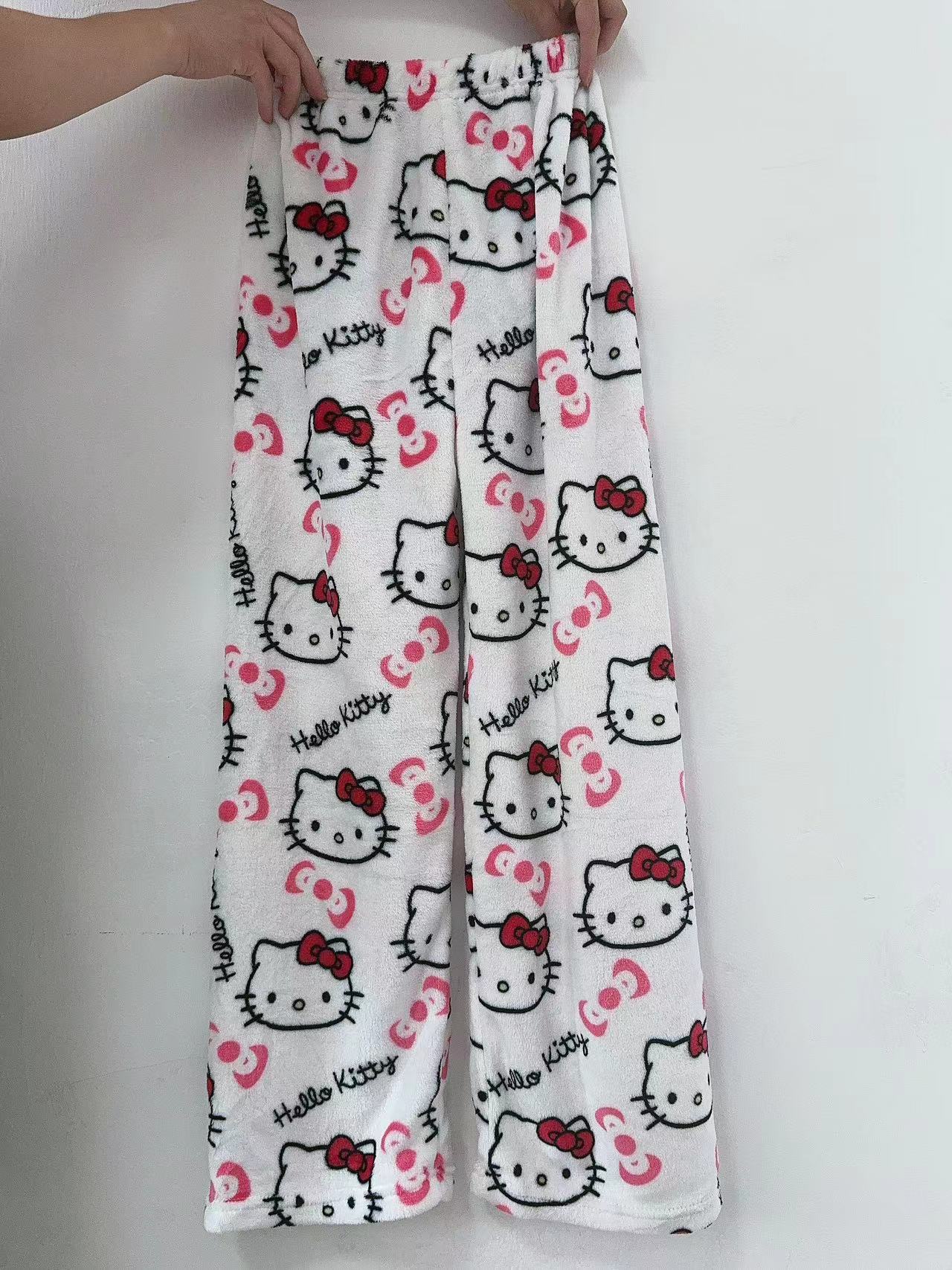 Sanrio Anime Womens Pajama Pants, Hello Kitty Pajamas Pants, Cartoon Fashion Home Sleepwear, Trousers Leisure Home Cloth