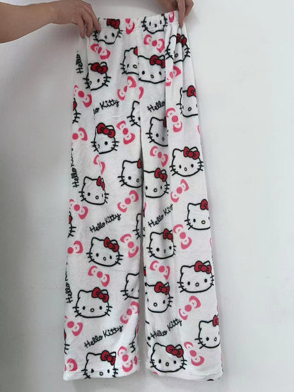 Sanrio Anime Womens Pajama Pants, Hello Kitty Pajamas Pants, Cartoon Fashion Home Sleepwear, Trousers Leisure Home Cloth