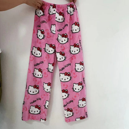 Sanrio Anime Womens Pajama Pants, Hello Kitty Pajamas Pants, Cartoon Fashion Home Sleepwear, Trousers Leisure Home Cloth