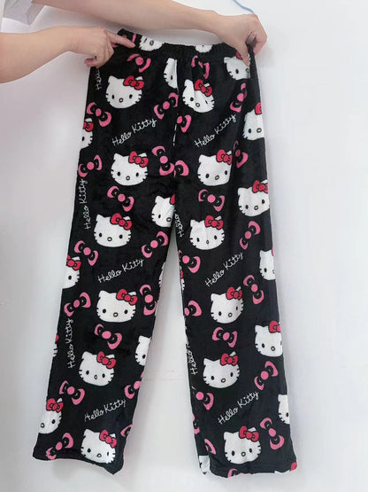 Sanrio Anime Womens Pajama Pants, Hello Kitty Pajamas Pants, Cartoon Fashion Home Sleepwear, Trousers Leisure Home Cloth