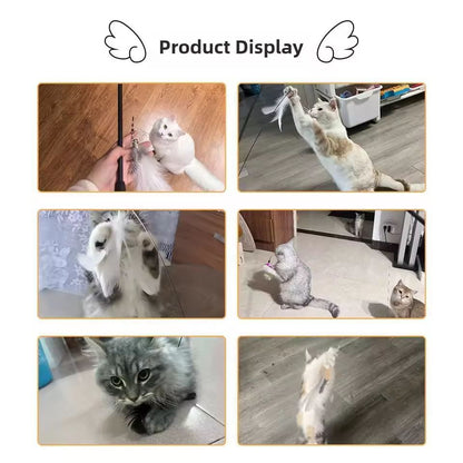Premium Interactive Feather Wand, Telescopic Cat Fishing Rod for Play & Exercise