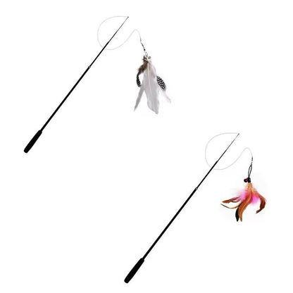 Premium Interactive Feather Wand, Telescopic Cat Fishing Rod for Play & Exercise