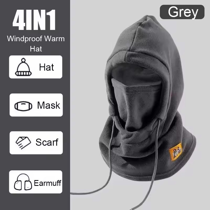 Thermal Winter Warm Hooded Hat Windproof Neck Cover Mask with Polar Fleece for Ski and Cycling Sports