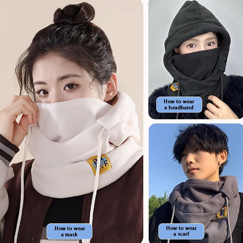 Thermal Winter Warm Hooded Hat Windproof Neck Cover Mask with Polar Fleece for Ski and Cycling Sports