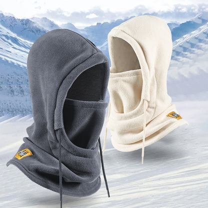 Thermal Winter Warm Hooded Hat Windproof Neck Cover Mask with Polar Fleece for Ski and Cycling Sports