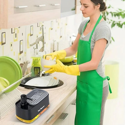 Hand and Dish Soap Dispenser Set with Sponge Holder Countertop Kitchen Soap Pump