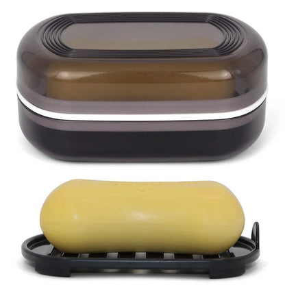 Portable Bathroom Soap Holder Travel Soap Dish with Covered Double Layer Design