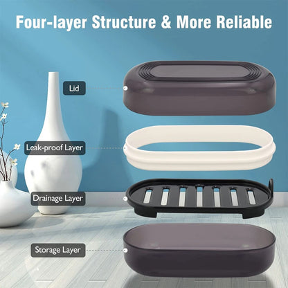 Portable Bathroom Soap Holder Travel Soap Dish with Covered Double Layer Design
