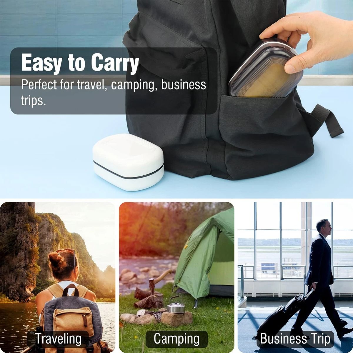 Portable Bathroom Soap Holder Travel Soap Dish with Covered Double Layer Design