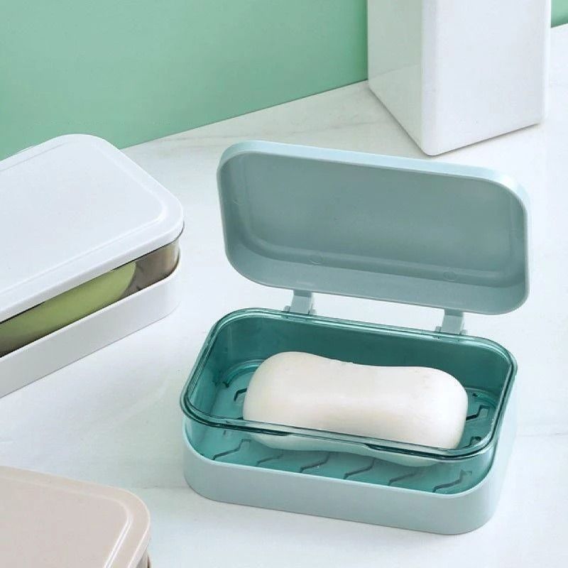 Bathroom Soap Dish With Lid Plastic Portable Soap Box Travel Storage Container