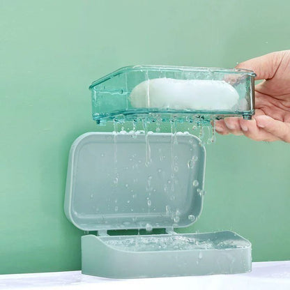 Bathroom Soap Dish With Lid Plastic Portable Soap Box Travel Storage Container