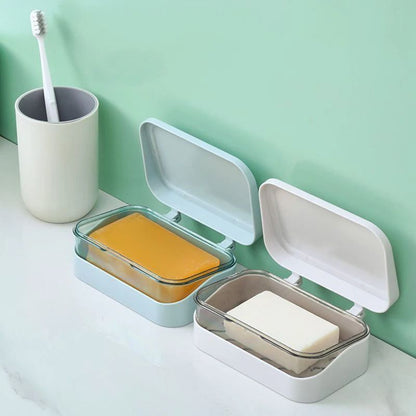 Bathroom Soap Dish With Lid Plastic Portable Soap Box Travel Storage Container