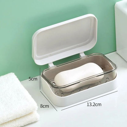 Bathroom Soap Dish With Lid Plastic Portable Soap Box Travel Storage Container
