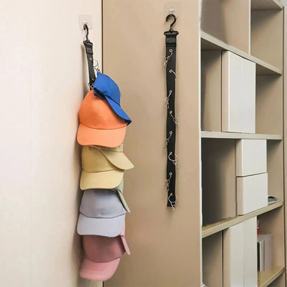 Hanging Hat Rack with Hook and Metal Clips Hat Organizer for Baseball and Golf Caps