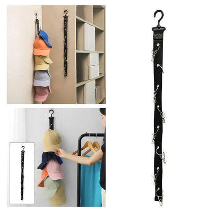 Hanging Hat Rack with Hook and Metal Clips Hat Organizer for Baseball and Golf Caps