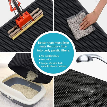 Double Layer Waterproof Cat Litter Mat with Non Slip Design