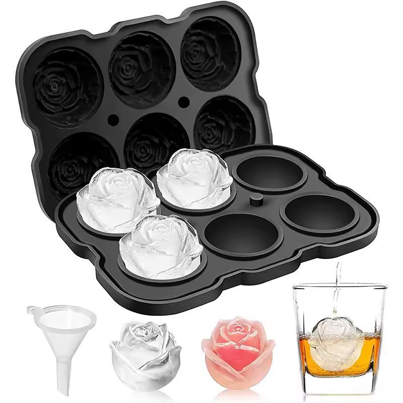 Silicone Rose Ice Cube Tray – Easy-Release Flower Ice Molds for Cocktails & Whiskey