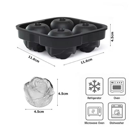 Silicone Rose Ice Cube Tray – Easy-Release Flower Ice Molds for Cocktails & Whiskey