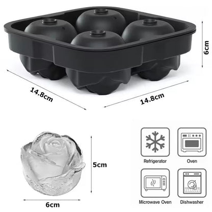 Silicone Rose Ice Cube Tray – Easy-Release Flower Ice Molds for Cocktails & Whiskey