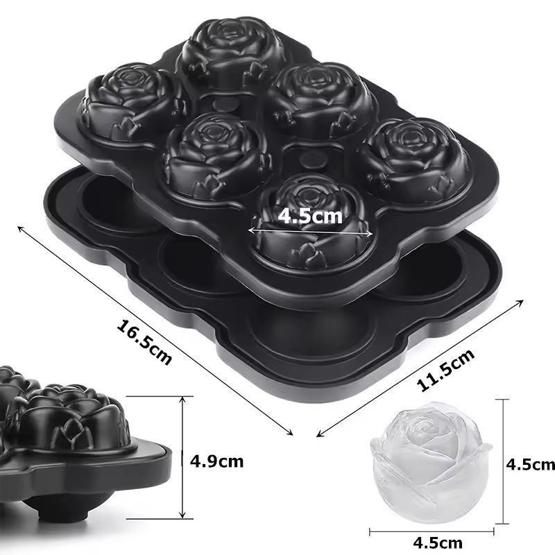 Silicone Rose Ice Cube Tray – Easy-Release Flower Ice Molds for Cocktails & Whiskey