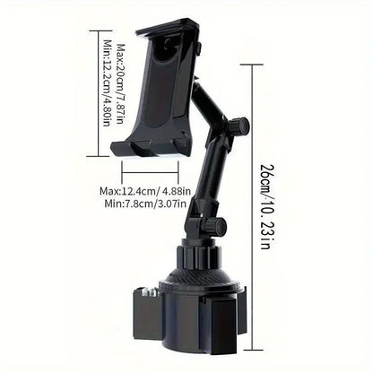 Car Cup Holder Tablet and Phone Mount with Heavy Duty Adjustable Base and 360 Degree Rotation