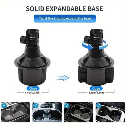 Car Cup Holder Tablet and Phone Mount with Heavy Duty Adjustable Base and 360 Degree Rotation