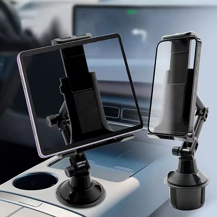 Car Cup Holder Tablet and Phone Mount with Heavy Duty Adjustable Base and 360 Degree Rotation