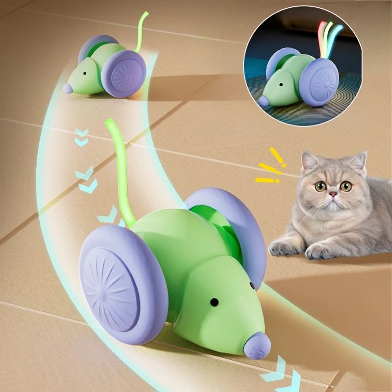 Keep your cat active and entertained with this interactive electric mouse car toy designed to stimulate natural hunting