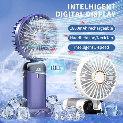 Foldable Portable Neck Hanging Mini Fan with USB Rechargeable Battery