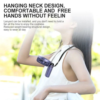 Foldable Portable Neck Hanging Mini Fan with USB Rechargeable Battery