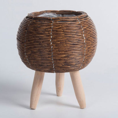 Fashion Rattan Woven Flower Pot, Creative Flower Planters, Durable Hand Wove Plant Stand, With Removable Legs