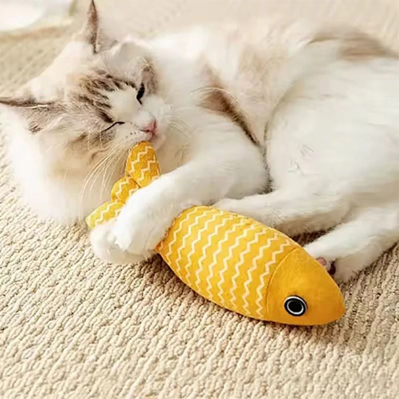 Cat Toy Simulation Fish with Mint Tear Resistant Chew Pillow for Active Indoor Cats