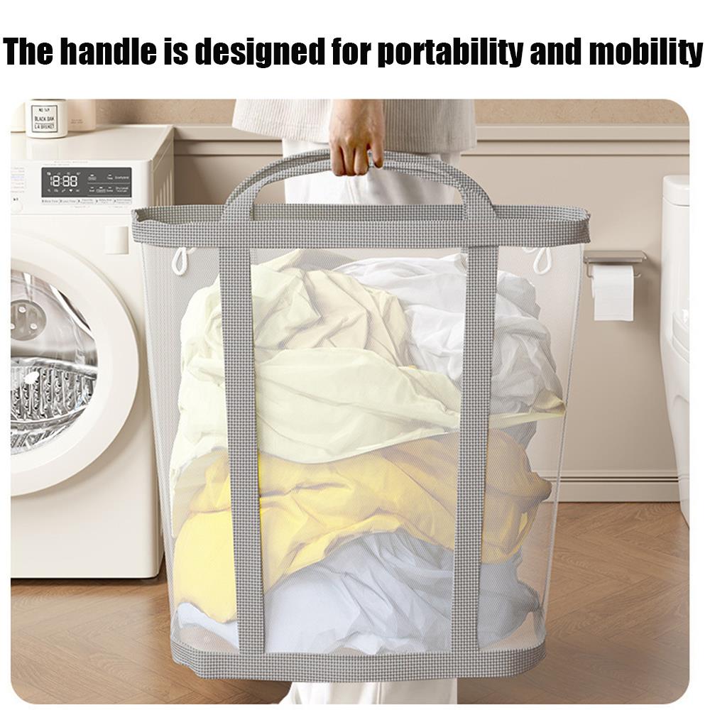 Folding Laundry Basket with Handle for Clothes, Toys Storage, and Bathroom Organization