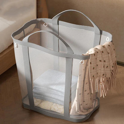 Folding Laundry Basket with Handle for Clothes, Toys Storage, and Bathroom Organization