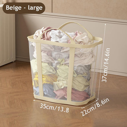Folding Laundry Basket with Handle for Clothes, Toys Storage, and Bathroom Organization