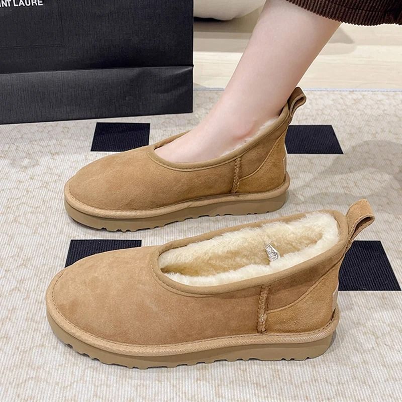 Womens Plush Winter Snow Ankle Boots Warm Cotton Fleece Lined Casual Comfort Flats