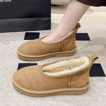 Womens Plush Winter Snow Ankle Boots Warm Cotton Fleece Lined Casual Comfort Flats