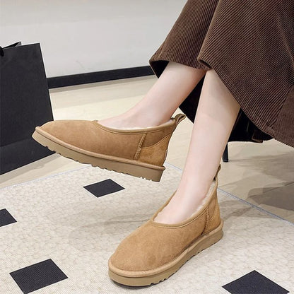 Womens Plush Winter Snow Ankle Boots Warm Cotton Fleece Lined Casual Comfort Flats