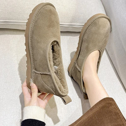 Womens Plush Winter Snow Ankle Boots Warm Cotton Fleece Lined Casual Comfort Flats